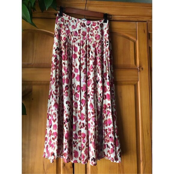 Mango pleated  pink floral print Midi Skirt Size XXS - Picture 3 of 12